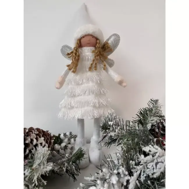 Ruhhy Fairy Kerstengel - Glittervleugels - Stabiele Decoratie - Winterse Outfit Feestelijke