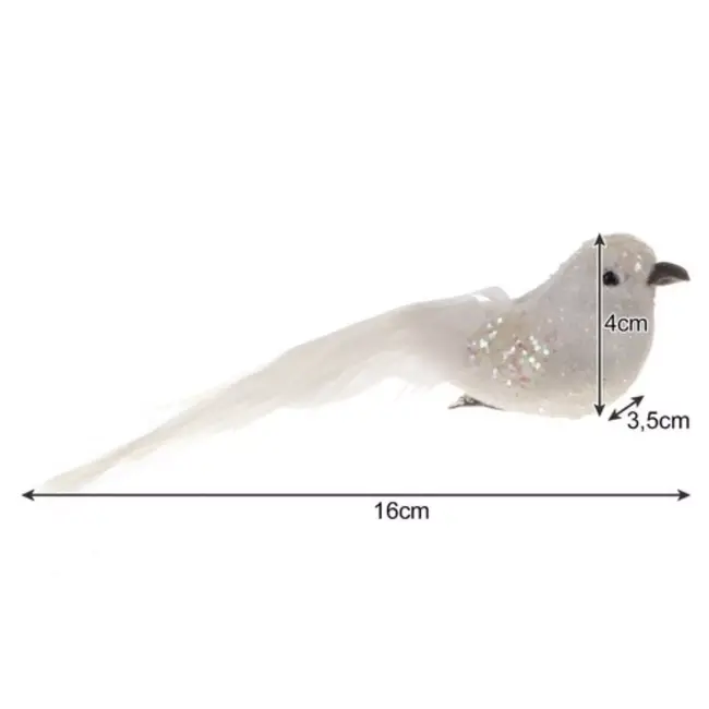 Ruhhy Kerstboomhangers - Vogels 2 Stuks - Elegante Witte Decoratie - Met Verenstaarten