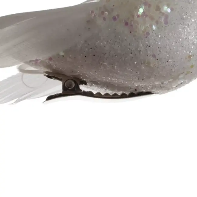 Ruhhy Kerstboomhangers - Vogels 2 Stuks - Elegante Witte Decoratie - Met Verenstaarten