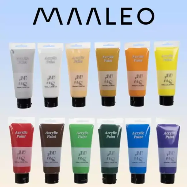 Maaleo Acrylverf Set 12 Kleuren - 100ml Tubes - Veelzijdig en Veilig