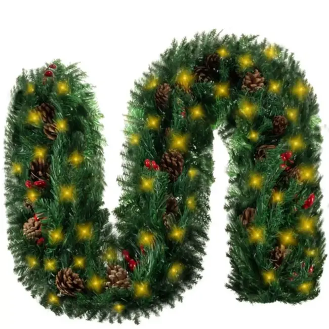 Ruhhy Premium HQ Kerstboom Slinger met LED: 2.7m van Feestelijke Verlichting