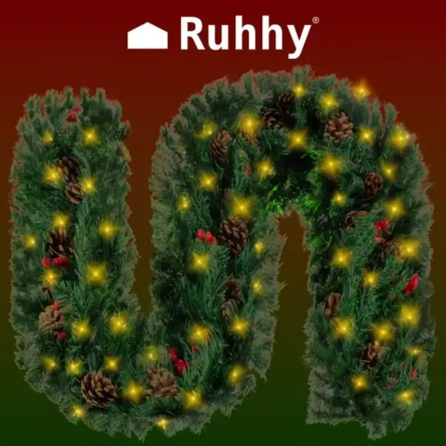 Ruhhy Kerstboom Slinger met LED - 2.7m van Feestelijke Verlichting