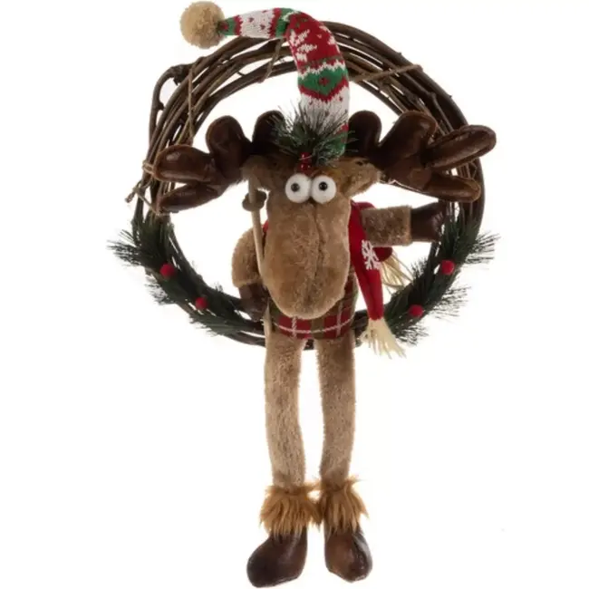 Ruhhy Feestelijke Kerstkrans met Rendiermotief - De Ideale Deurdecoratie