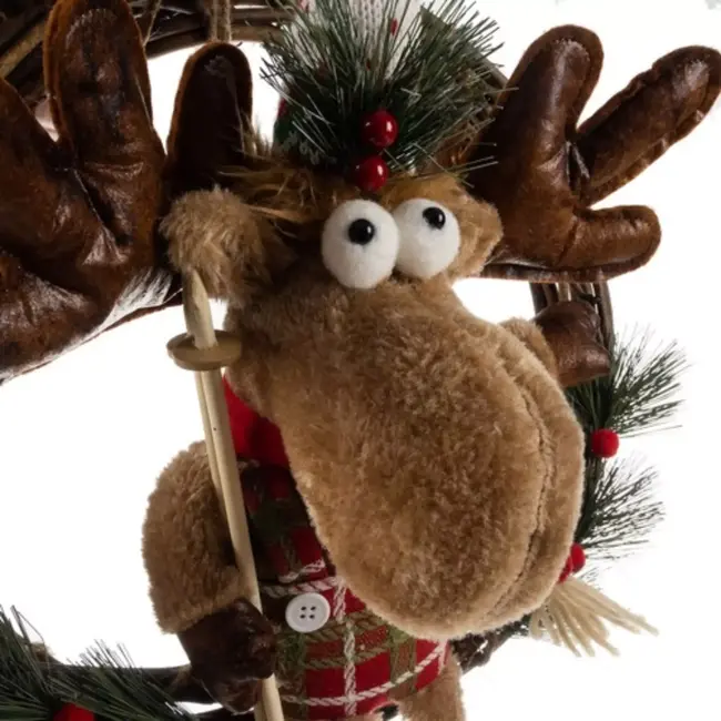 Ruhhy Feestelijke Kerstkrans met Rendiermotief - De Ideale Deurdecoratie
