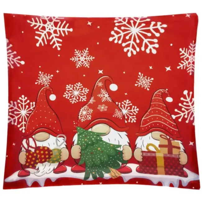 Ruhhy Decoratieve Kerstkussensloop 45x45cm - Vrolijk Kaboutermotief