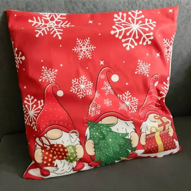 Ruhhy Decoratieve Kerstkussensloop 45x45cm - Vrolijk Kaboutermotief