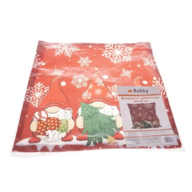 Ruhhy Decoratieve Kerstkussensloop 45x45cm - Vrolijk Kaboutermotief