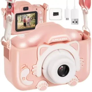 Kruzzel Digitale Kindercamera - Inclusief 32 GB SD Kaart - Roze, Full HD