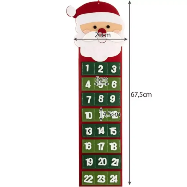 Ruhhy Vilt Adventskalender met 24 Zakjes - Perfect voor Kerst Aftellen