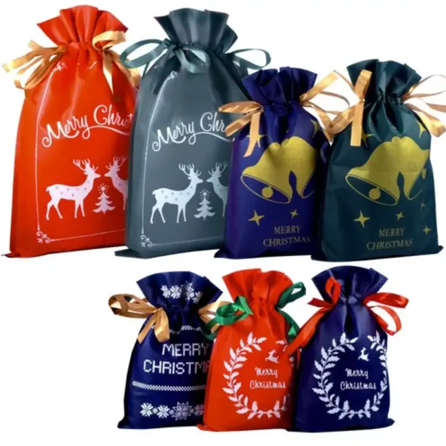 Ruhhy Kersttassen Set van 8 - Decoratieve Cadeauzakken in Verschillende Maten