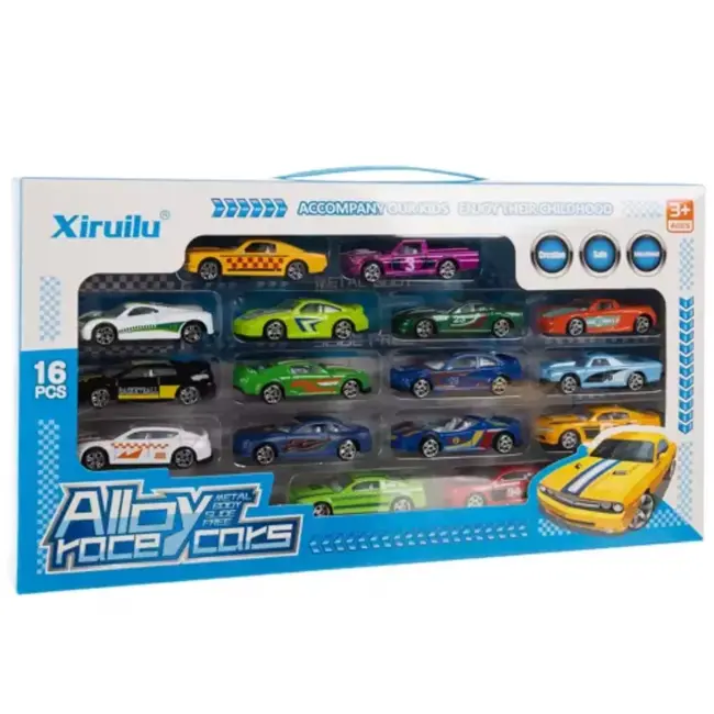 Kruzzel Gekleurde Speelgoedauto's 1:64 - Perfect voor Jonge Autoliefhebbers - 16 Stuks