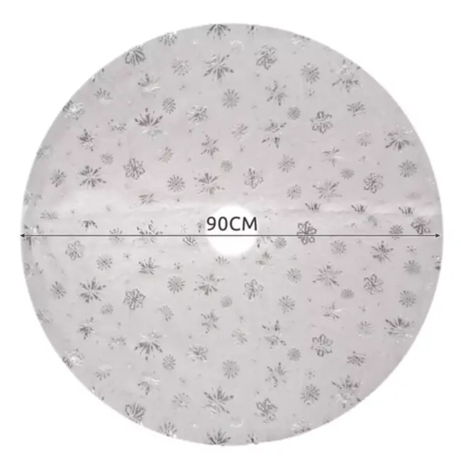 Ruhhy Kerstboommat 90cm - Luxe en Stijl met Zilveren Sterren en Sneeuwvlokken