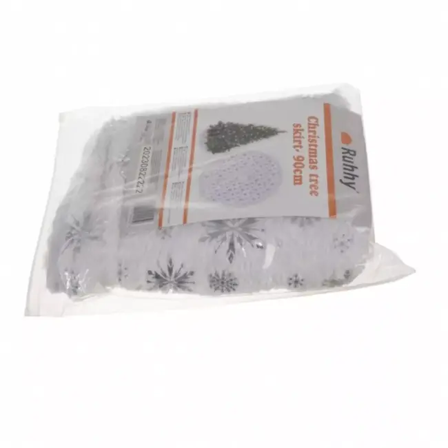 Ruhhy Kerstboommat 90cm - Luxe en Stijl met Zilveren Sterren en Sneeuwvlokken