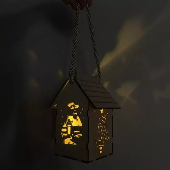 Ruhhy LED Adventslantaarn - Sfeervolle Houten Kerstdecoratie met Veilige LED