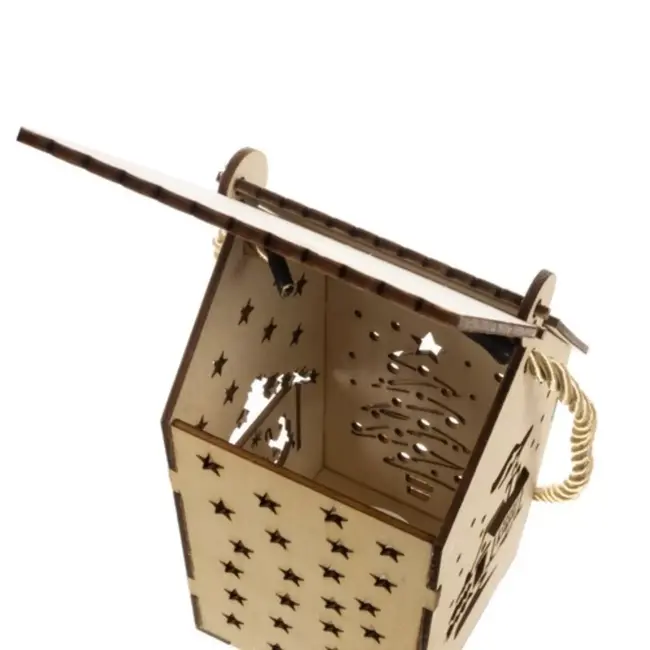 Ruhhy LED Adventslantaarn - Sfeervolle Houten Kerstdecoratie met Veilige LED