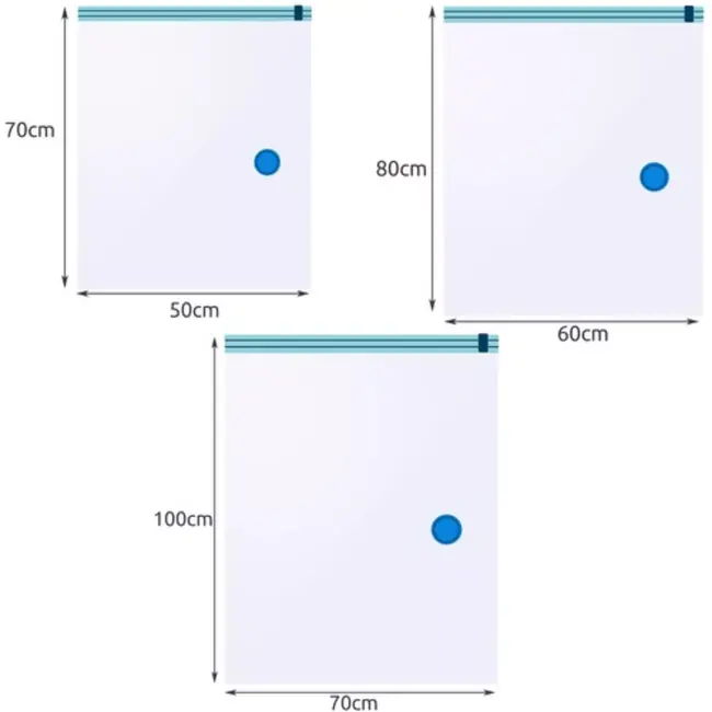 Ruhhy Vacuumzakken Set van 15 - Ruimtebesparend en Beschermend - 15 Stuks in 3 Maten - Transparant/Blauw