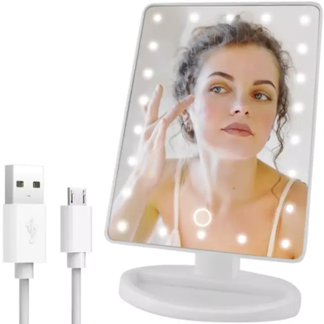Soulima Make-up Spiegel met LED verlichting - Draadloos - Ideaal voor Schoonheidsverzorging