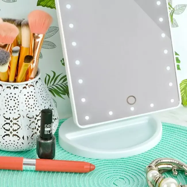 Soulima Make-up Spiegel met LED verlichting - Draadloos - Ideaal voor Schoonheidsverzorging