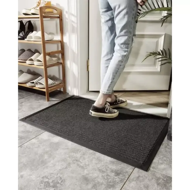 Ruhhy Deurmat 60X90 cm - Antislip en Veilig - Perfect voor Binnen en Buiten - Grijs Zwart