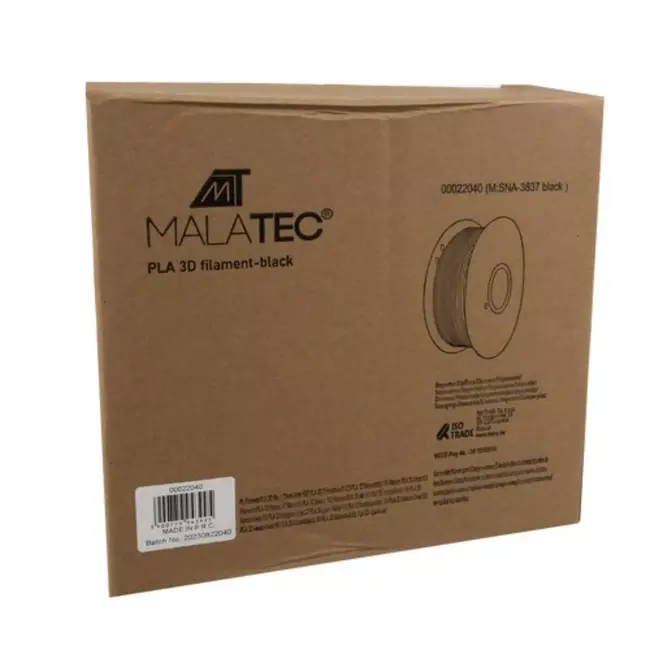 Malatec PLA 3D Filament 1kg 1.75mm Zwart - Milieuvriendelijk en Duurzaam voor 3D Printen