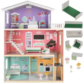 Kruzzel Poppenhuis - Groot - 114 x 81,5 x 30,5 cm - met Lift