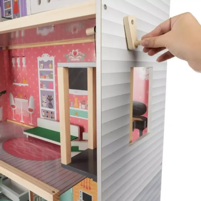 Kruzzel Poppenhuis - Groot - 114 x 81,5 x 30,5 cm - met Lift