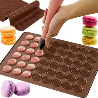 Ruhhy Siliconen Koekjesvorm - Perfect voor Macarons en Koekjes - 48 Ringen - Bruin