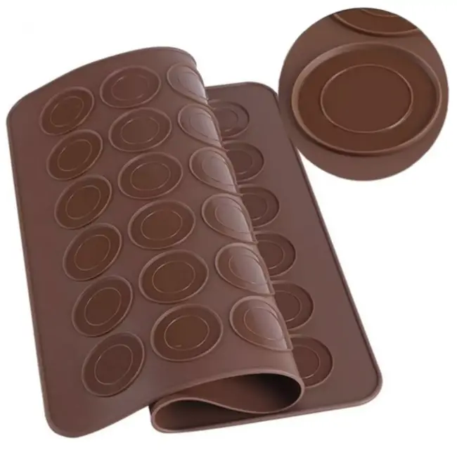 Ruhhy Siliconen Koekjesvorm - Perfect voor Macarons en Koekjes - 48 Ringen - Bruin