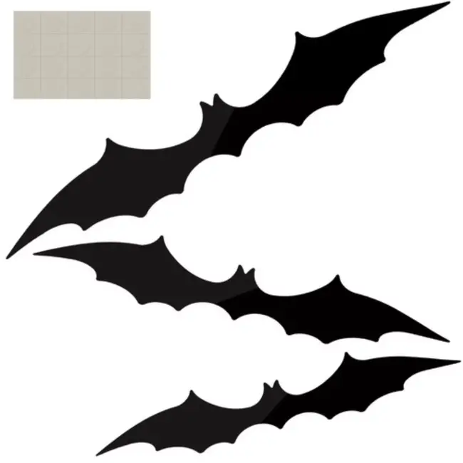 Malatec Bat Grote Vleermuizenset - Halloween Decoratie - Drie Maten - Realistisch Ontwerp