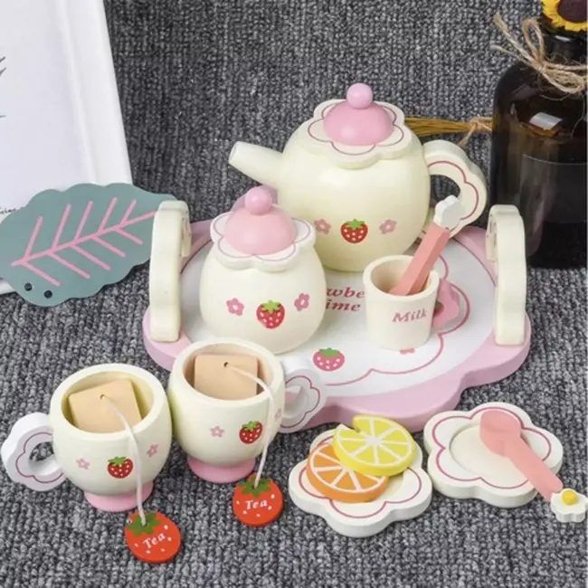 Kruzzel Houten Theeset - Educatief Speelgoed - Fantasie en Rollenspel - Veilig en Duurzaam