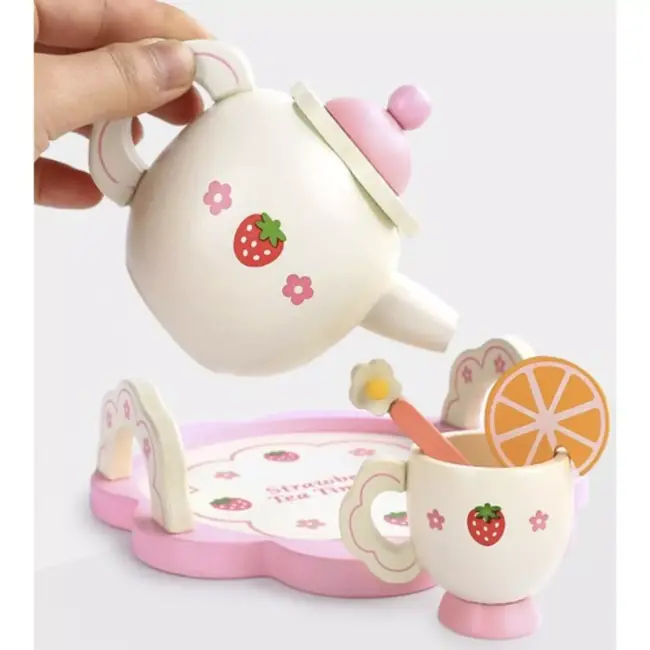 Kruzzel Houten Theeset - Educatief Speelgoed - Fantasie en Rollenspel - Veilig en Duurzaam