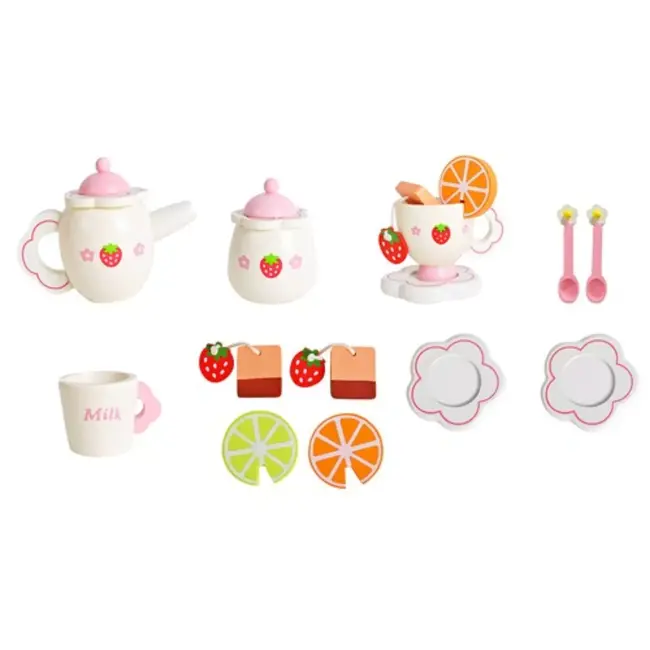 Kruzzel Houten Theeset - Educatief Speelgoed - Fantasie en Rollenspel - Veilig en Duurzaam