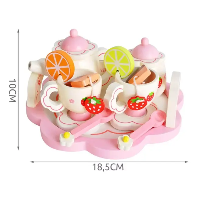 Kruzzel Houten Theeset - Educatief Speelgoed - Fantasie en Rollenspel - Veilig en Duurzaam