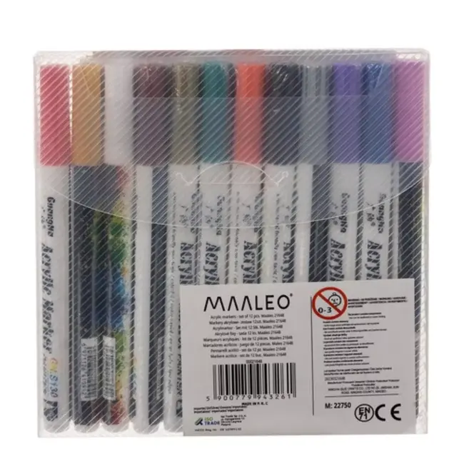 Maaleo Acrylmarkers Set van 12: Levendige Kleuren voor Kunstenaars