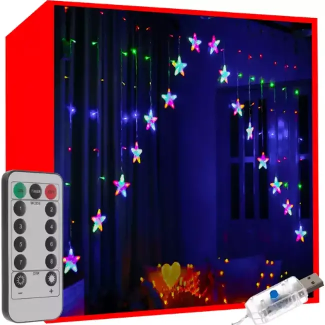 Ruhhy Sterren LED Lichtgordijn 136LED USB - Multicolor Licht voor een Levendige Sfeer