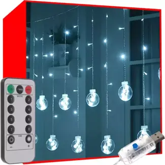 Ruhhy Bal Lichtgordijn 108 LED USB - Koel Wit Licht voor een Moderne Sfeer