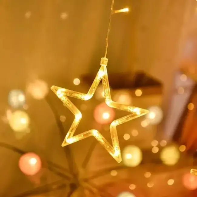 Ruhhy Warmwit LED Lichtgordijn - 138 Lampjes, Maan en Sterren, IP44