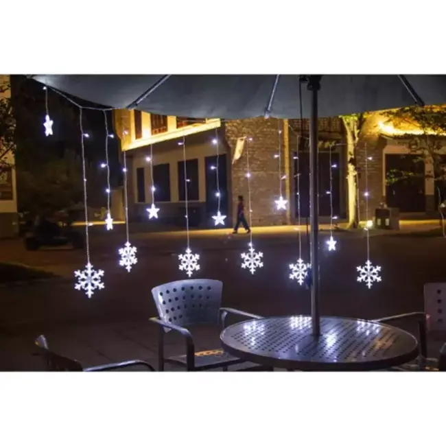 Ruhhy Sneeuwvlok en Sterren LED Lichtgordijn 138 LED - Koel Wit Licht - Energiezuinig en Waterdicht