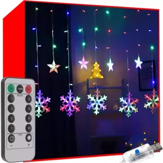 Ruhhy Sneeuwvlok en Sterren LED Lichtgordijn 138 LED - Multicolor en Magisch