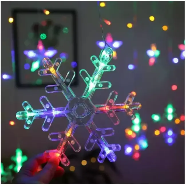 Ruhhy Sneeuwvlok en Sterren LED Lichtgordijn 138 LED - Multicolor en Magisch