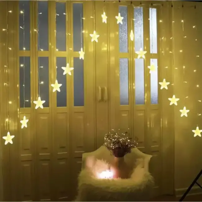 Ruhhy Sterren LED Lichtgordijn 136LED - Warmwit Verlichting - Energiezuinig en Waterdicht