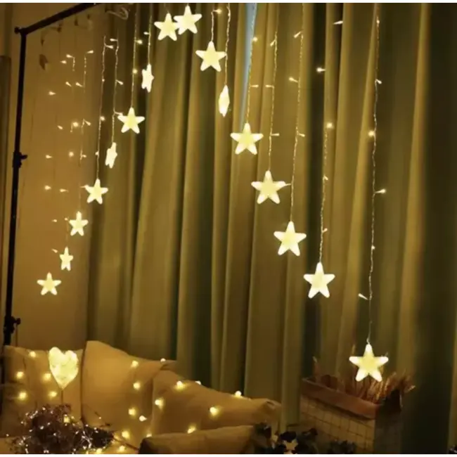 Ruhhy Sterren LED Lichtgordijn 136LED - Warmwit Verlichting - Energiezuinig en Waterdicht