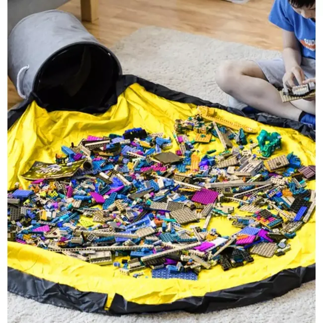 Kruzzel Opbergkleed - Geel: Speelmat & Opbergmand in één voor Kinderen - Doorsnede 150 cm