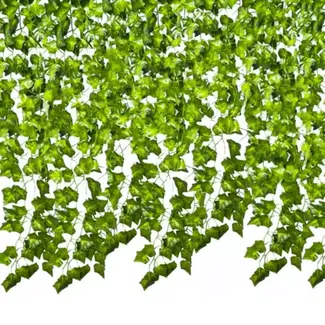Gardlov Kunstmatige Klimop - Muur & Balkon Decoratie - 12.6m (6 x 2,1 meter) Groene Slinger