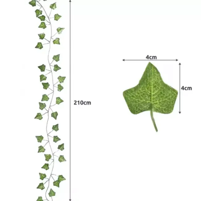Gardlov Kunstmatige Klimop - Muur & Balkon Decoratie - 12.6m (6 x 2,1 meter) Groene Slinger