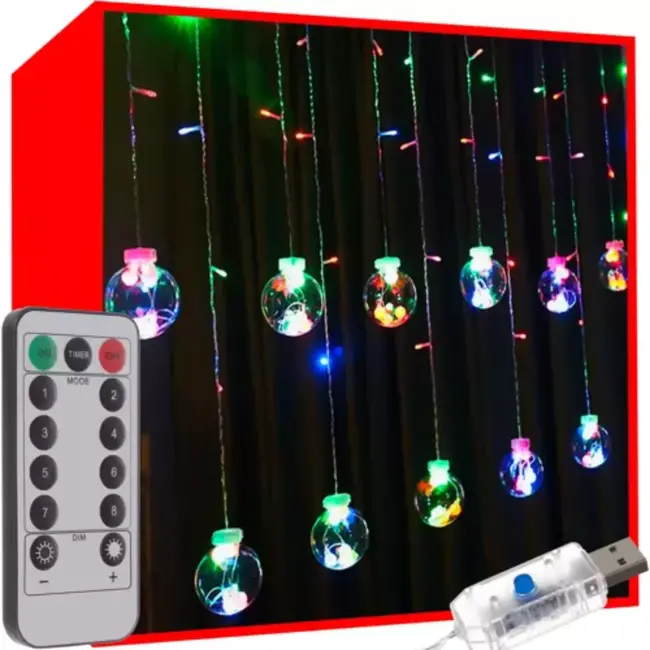 Ruhhy LED Lichtgordijn 108 LEDs Multicolor - Sfeervolle USB Verlichting