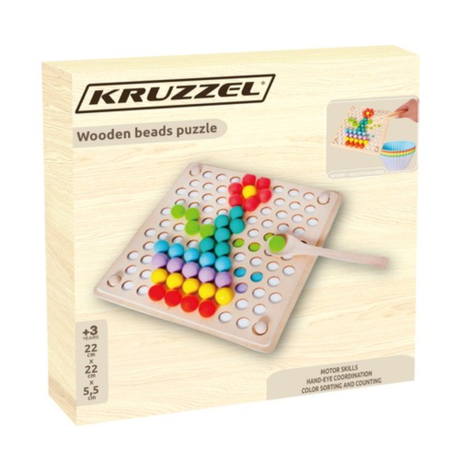 Kruzzel Houten Puzzel Kralen: Stimuleer Creativiteit en Motoriek bij Kinderen