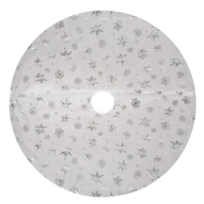 Ruhhy Kerstboommat 78cm - Decoratief met Zilveren Sterren en Sneeuwvlokken