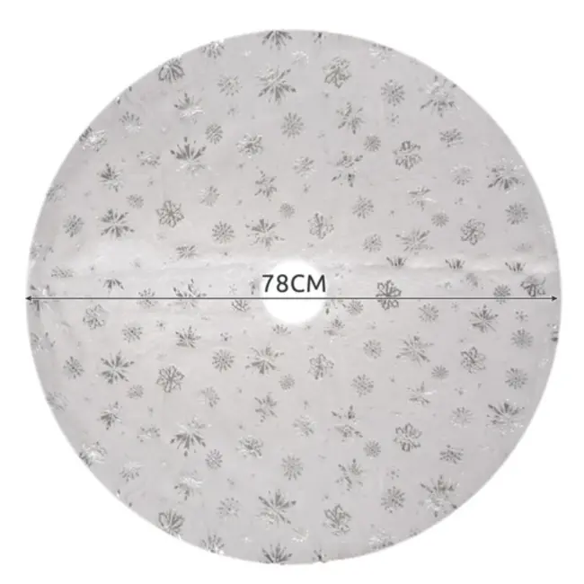 Ruhhy Kerstboommat 78cm - Decoratief met Zilveren Sterren en Sneeuwvlokken