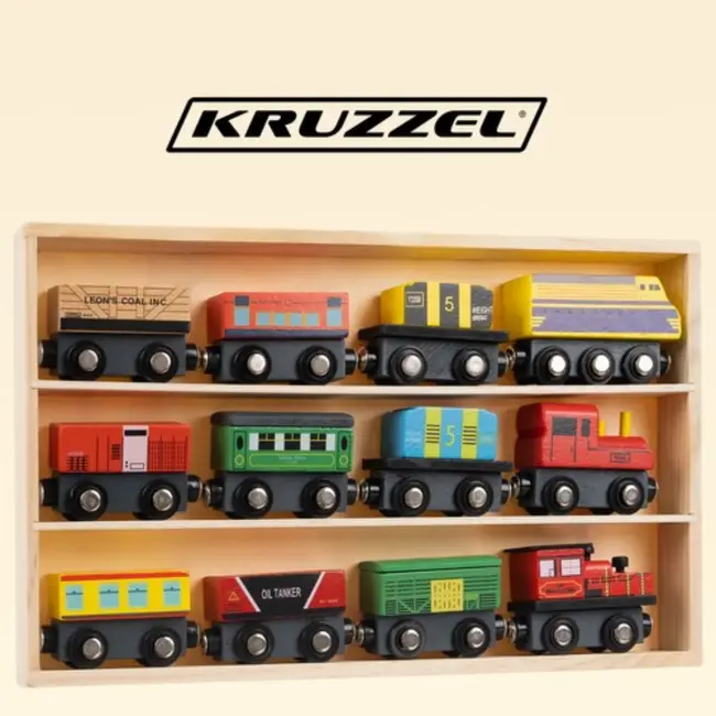 Kruzzel Houten 12-delige Treinset: Spelen, Leren, Ontdekken!